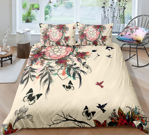 Image of Peace Butterflies Dreamcatcher Bedding Set - Beddingify