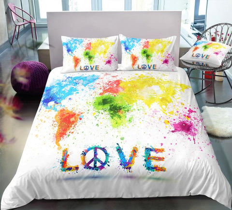 Peace and Love Map Symbol Bedding Set - Beddingify