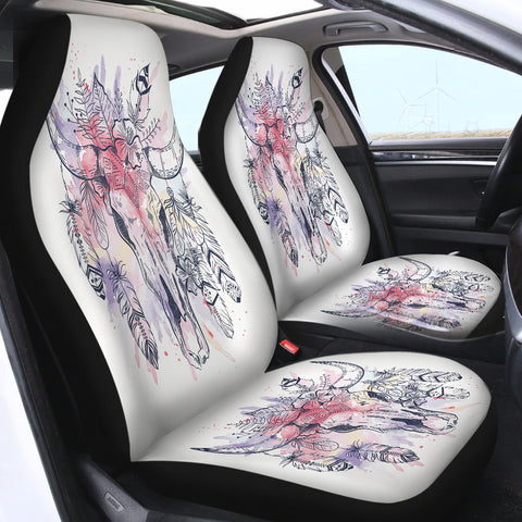 Image of Pink Buffalo Skull SWQT0098 Car Seat Covers