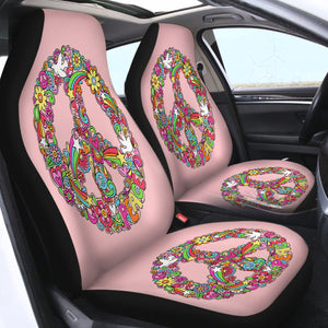 Pink Peace Sign SWQT0445 Car Seat Covers