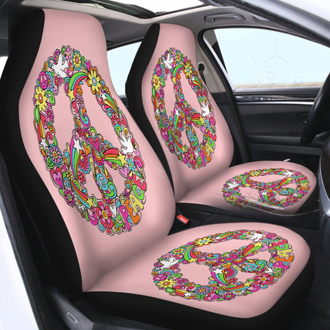 Image of Pink Peace Sign SWQT0445 Car Seat Covers