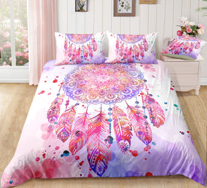 Pink Feather Dreamcatcher Bedding Set - Beddingify