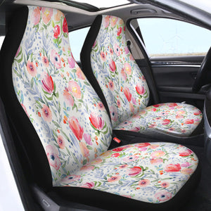 Pink Flower SWQT0990 Car Seat Covers