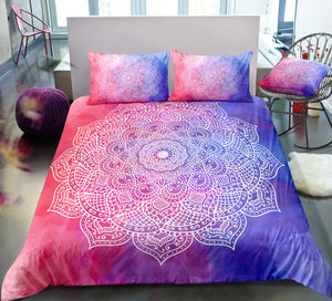 Pink Purple Mandala Pattern Bedding Set - Beddingify