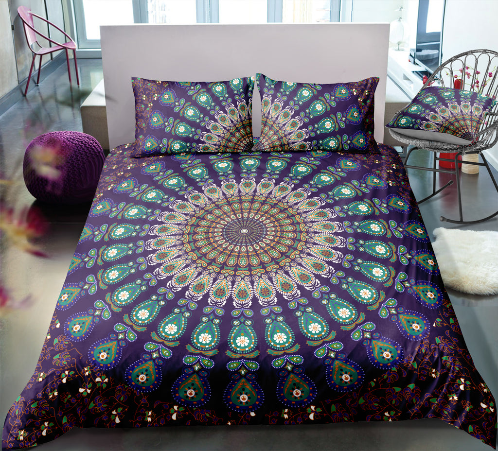 Purple Flower Mandala Pattern Bedding Set - Beddingify
