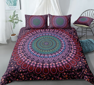 Purple Flowers Mandala Pattern Bedding Set - Beddingify