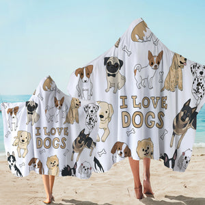 I Love Dogs  Hooded Towel