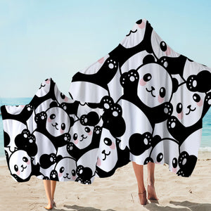 Panda Paw Prints  Hooded Towel