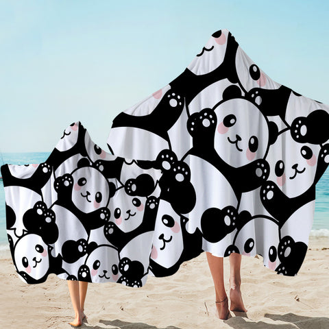 Image of Panda Paw Prints  Hooded Towel