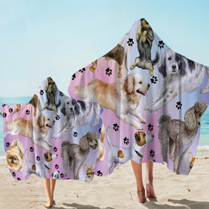 Doggies & Paw Prints Pastel  Hooded Towel