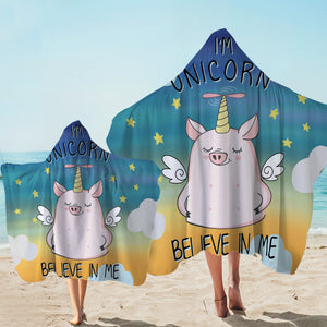 Piggy Unicorn  Hooded Towel