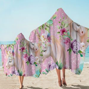 Floral Unicorn  Hooded Towel