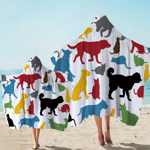 Animal Colored Shadows Hooded Towel