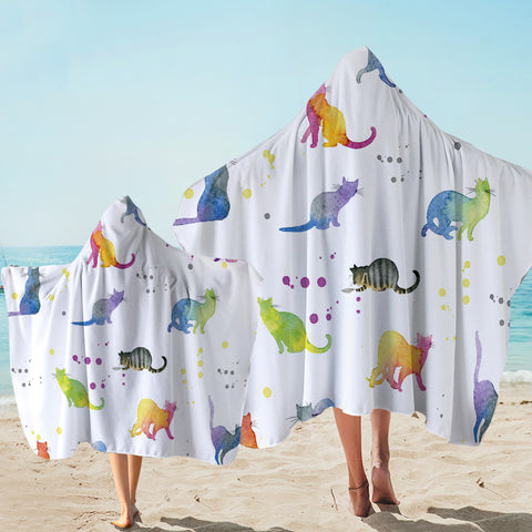 Image of Colorful Kitty Patterns Hooded Towel