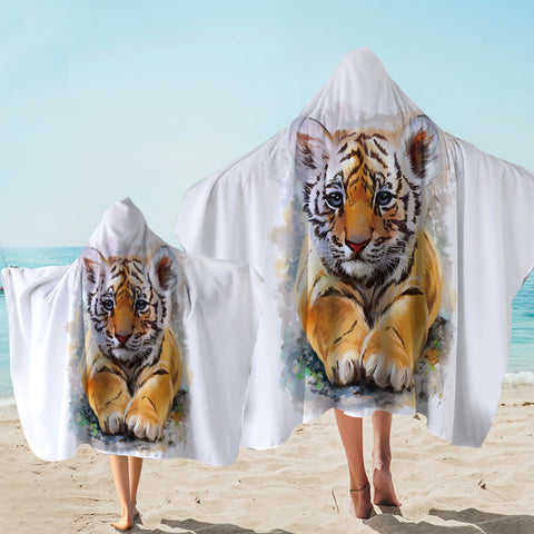 Image of Cute Tiger Cub Hooded Towel