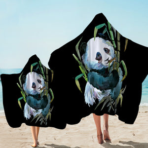 Watercolored Panda Black Hooded Towel