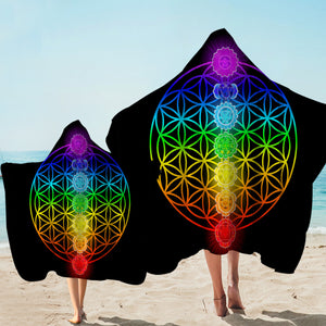 Geometric Rainbow Chakra Hooded Towel