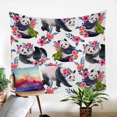 Image of Floral Pandas SW0059 Tapestry