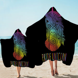 Pride Unicorn Black Hooded Towel