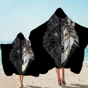 Contrast Wolf Black Hooded Towel