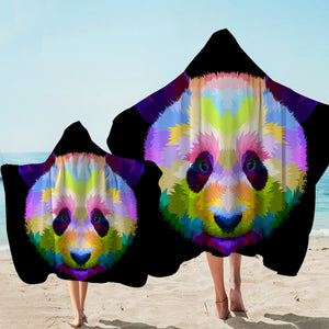 Multicolored Panda Black Hooded Towel