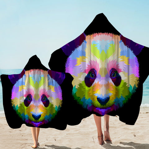 Image of Multicolored Panda Black Hooded Towel