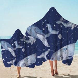 Space Whales Constellation Hooded Towel