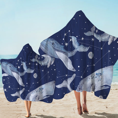 Image of Space Whales Constellation Hooded Towel