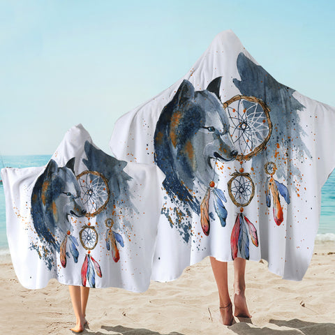 Image of Feral Dream Catcher White Hooded Towel