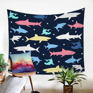 Colored Shark Shadows SW0102 Tapestry