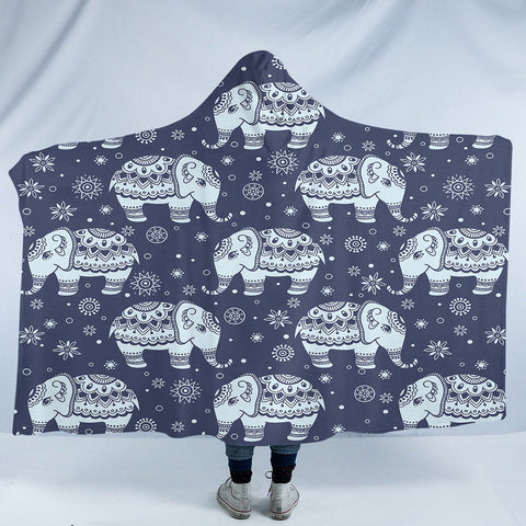Image of Snowflake Elephants SW0297 Hooded Blanket
