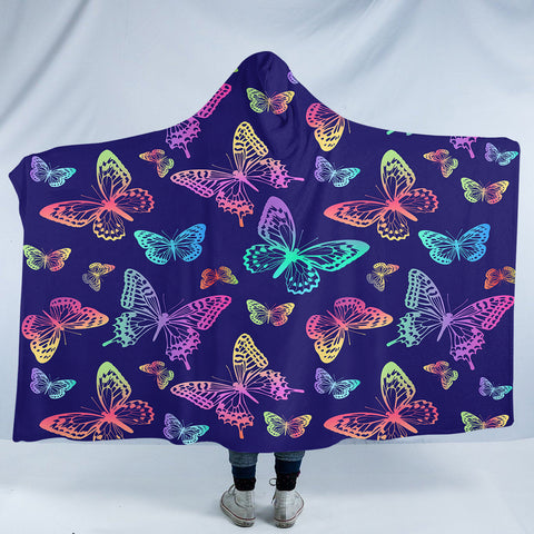 Image of Night Glow Butterflies SW0312 Hooded Blanket