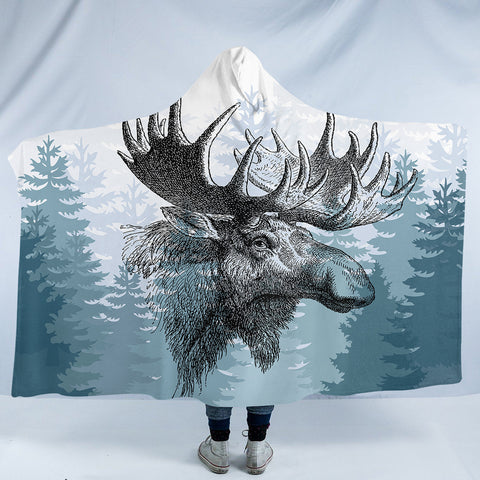 Image of Forest Elk SW0447 Hooded Blanket