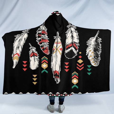 Image of Aztec Feathers SW0448 Hooded Blanket