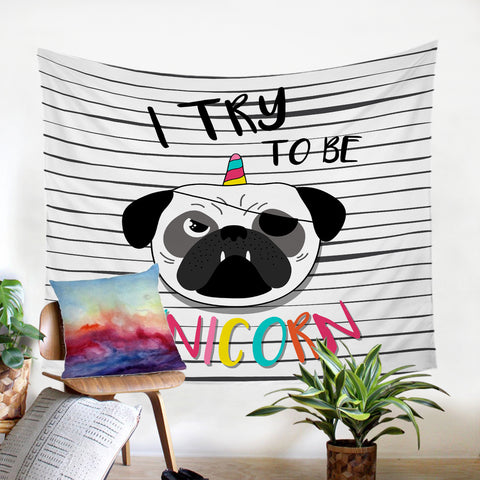 Image of Unicorn Pug SW0455 Tapestry