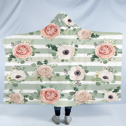 Image of Roses & Stripes SW0456 Hooded Blanket