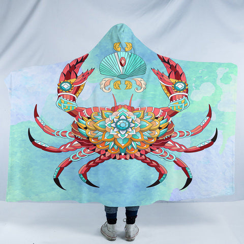 Image of Stylized Sea Crab SW0462 Hooded Blanket