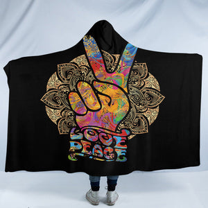 Peace & Love Handsign SW0464 Hooded Blanket