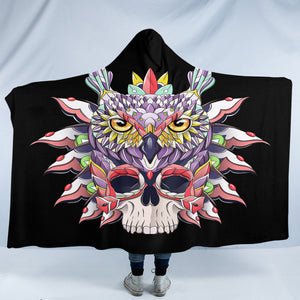 Stylized Owl & Skull SW0467 Hooded Blanket