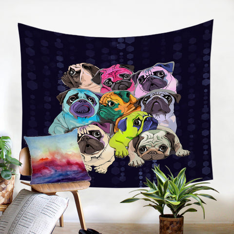 Image of Colorful Pug SW0471 Tapestry