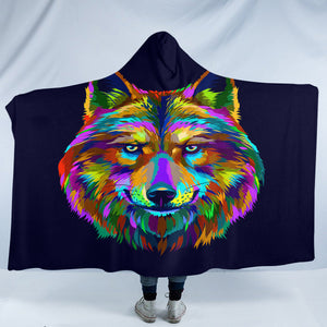 Multicolored Wolf SW0472 Hooded Blanket