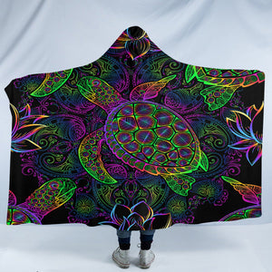 Night Glow Turtle SW0474 Hooded Blanket