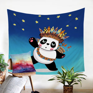 Starry Tribal Panda SW0477 Tapestry