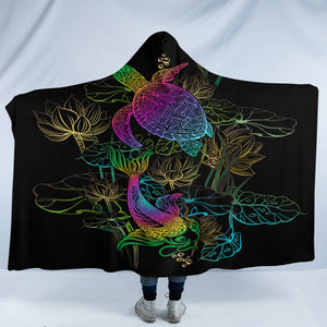 Glowing Turtle & Carp SW0478 Hooded Blanket