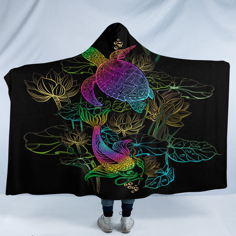 Image of Glowing Turtle & Carp SW0478 Hooded Blanket