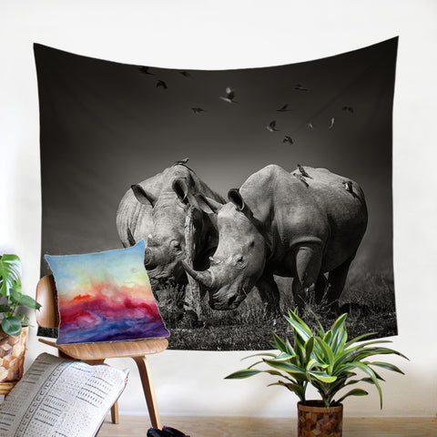 Image of B&W Rhinos SW0500 Tapestry