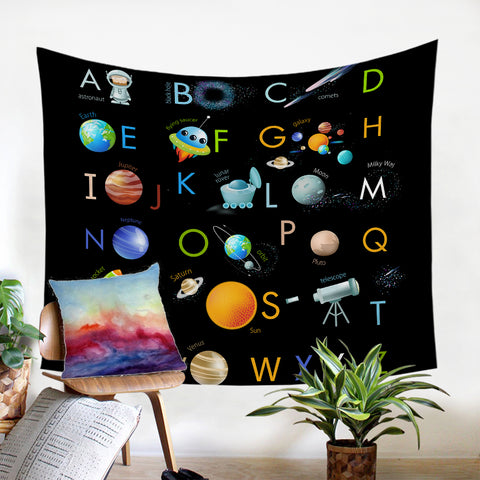 Image of Outer Space Alphabet SW0509 Tapestry