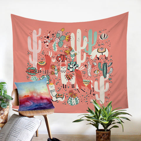 Image of Cacti Llamas SW0521 Tapestry