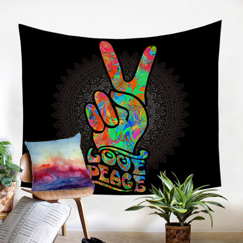 Image of Love & Peace Handsign SW0526 Tapestry