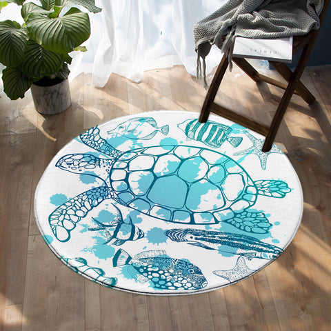 Image of Turtle Dive SW0637 Round Rug